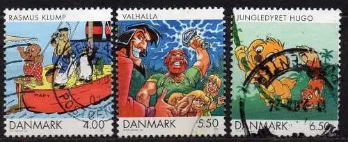 Dänemark, Mi-Nr. 1299, 1300 + 1301 gest., Dänische Comics