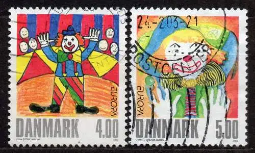 Dänemark, Mi-Nr. 1310 - 1311 gest., kompl., Europa 2002: Zirkus