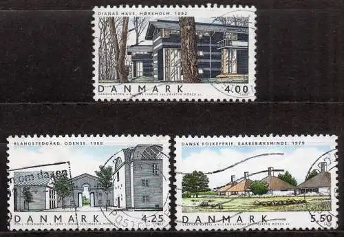 Dänemark, Mi-Nr. 1321, 1322 + 1323 gest., Wohngebäude