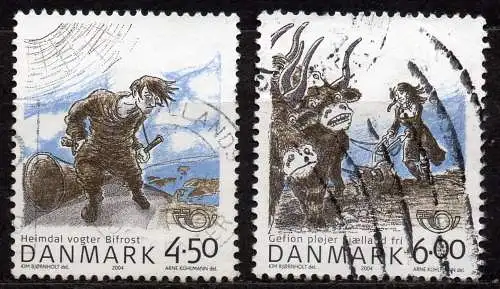 Dänemark, Mi-Nr. 1366 - 1367 gest., kompl., NORDEN 2004: Nordische Mythen