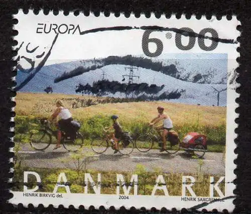 Dänemark, Mi-Nr. 1375 gest., Europa 2004: Ferien - Radfahren