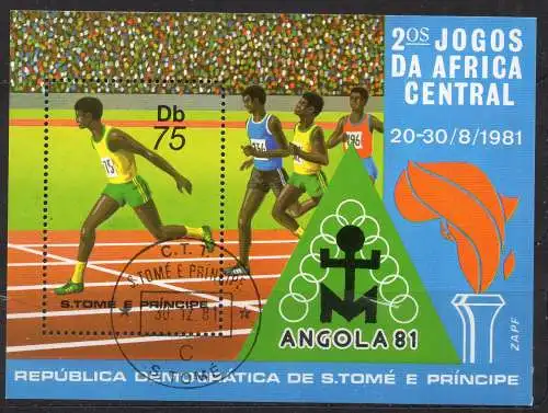 Sao Tomé & Principe, Block Mi-Nr. 78 gest., Zentralafrikanische Sportspiele 1981