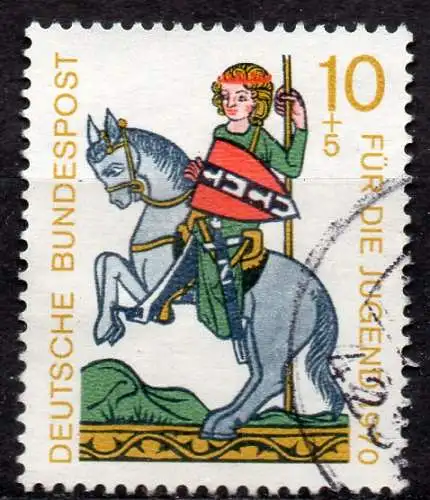 BRD, Mi-Nr. 612 gest., Rand unten, Jugend 1970, Minnesänger