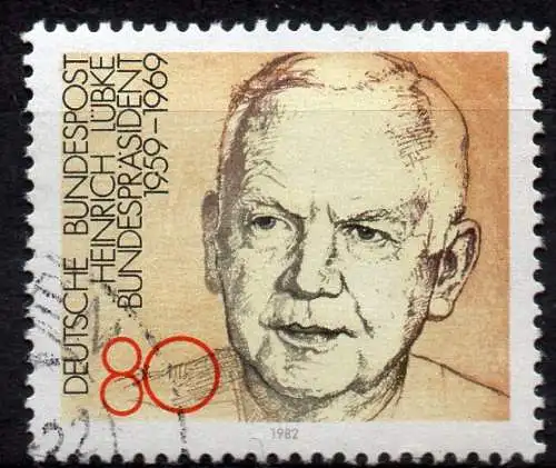 BRD, Mi-Nr. 1157 gest., Bundespräsident Heinrich Lübke (aus Block 18)