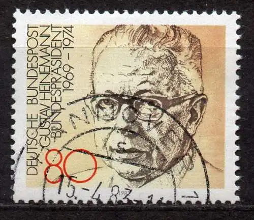 BRD, Mi-Nr. 1158 gest., Bundespräsident Gustav Heinemann (aus Block 18)