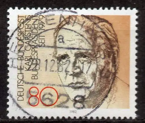 BRD, Mi-Nr. 1160 gest., Bundespräsident Karl Carstens (aus Block 18)