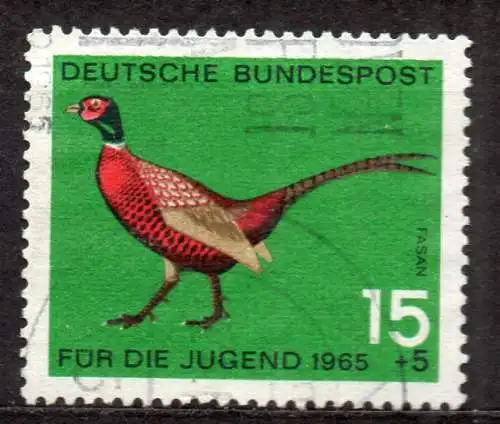 BRD, Mi-Nr. 465 gest., Jugend 1965: Jagdbares Federwild - Fasan