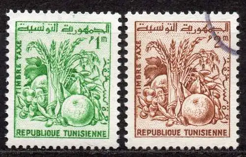 Tunesien, Portomarke Mi-Nr. 75 ** + 76 gest., Agrarprodukte