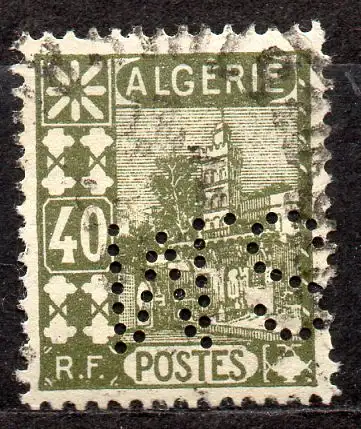 Algerien, Mi-Nr. 46 gest., Firmenlochung (Perfin), Landesansichten: Moschee Sidi Abderahman