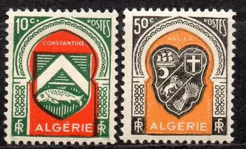 Algerien, Mi-Nr. 261 + 262 **, Städtewappen:  Constantine + Algier