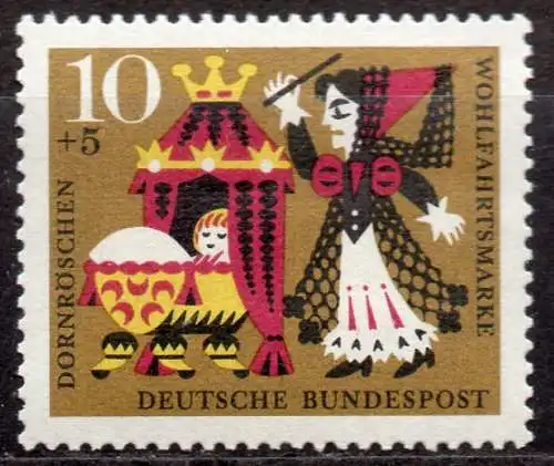 BRD, Mi-Nr. 447 **, Wohlfahrt 1964, Märchen der Gebrüder Grimm: Dornröschen