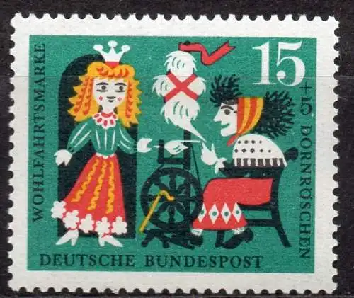 BRD, Mi-Nr. 448 **, Wohlfahrt 1964, Märchen der Gebrüder Grimm: Dornröschen