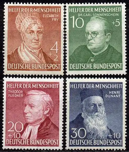 BRD, Mi-Nr. 156 - 159 **, kompl., Helfer der Menschheit