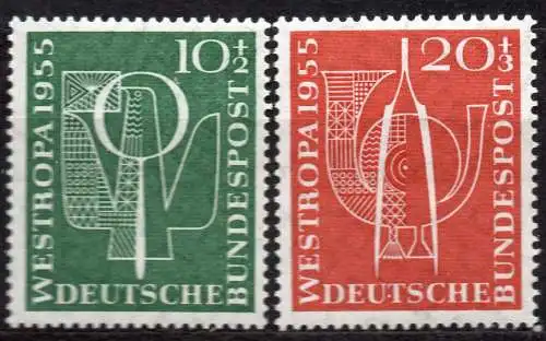 BRD, Mi-Nr. 217 - 218 **, kompl., Intern. Briefmarkenausstellung "Westropa 1955" in Düsseldorf