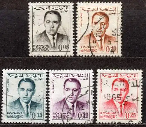 Marokko, Mi-Nr. 491, 492, 493, 494 I + 495 gest., König Hassan II.