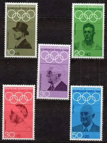 BRD, Mi-Nr. 561 - 565 **, kompl., Olympische Sommerspiele Mexiko 1968