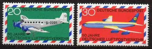 BRD, Mi-Nr. 576 - 577 **, kompl., 50 Jahre deutscher Luftpostverkehr