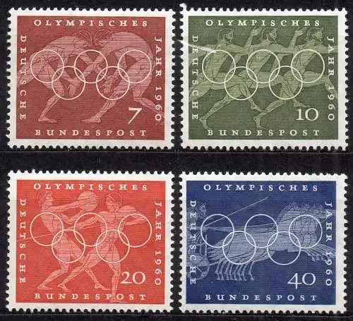 BRD, Mi-Nr. 332 - 335 **, kompl., Olympische Sommerspiele 1960 Rom