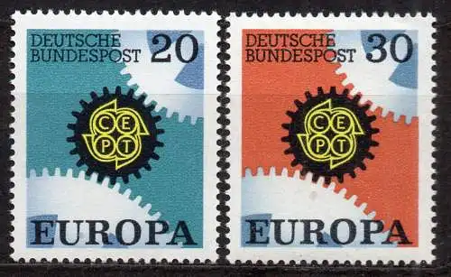 BRD, Mi-Nr. 533 - 534 **, kompl., Europa CEPT 1967