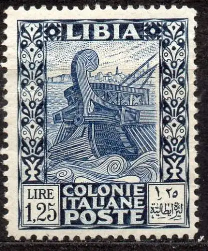 Italienisch-Libyen, Mi-Nr. 75 **, Römisches Segelruderschiff