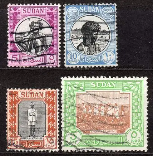 Sudan, Mi-Nr. 135, 136, 137 + 142 gest., Ansichten