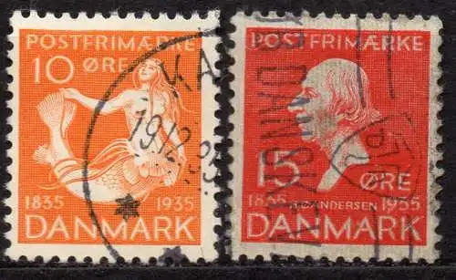 Dänemark, Mi-Nr. 224 + 225 gest., 100 Jahre Märchen von Hans Christian Andersen