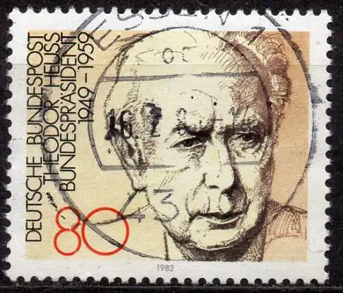 BRD, Mi-Nr. 1156 gest., Bundespräsident Theodor Heuss (aus Block 18)