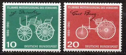 BRD, Mi-Nr. 363 - 364 **, kompl., 75 Jahre Motorisierung des Verkehrs