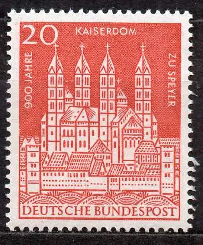 BRD, Mi-Nr. 366 **, 900 Jahre Kaiserdom Speyer