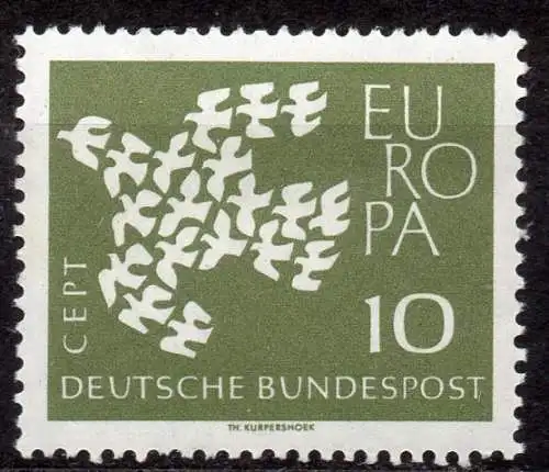 BRD, Mi-Nr. 367 y **, Papier fl., Europa CEPT 1961