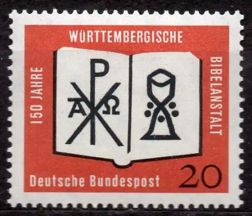 BRD, Mi-Nr. 382 **, 150 Jahre Württembergische Bibelanstalt