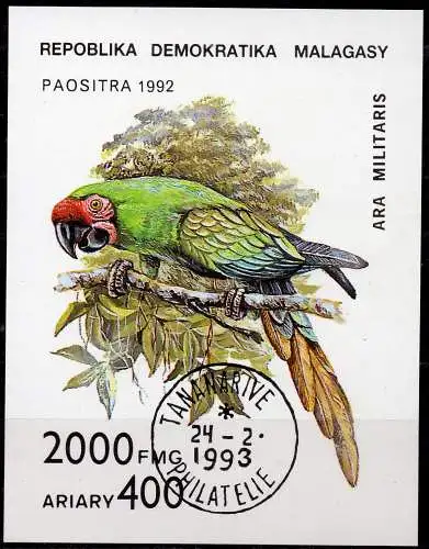 Madagaskar, Block Mi-Nr. 209 gest., Papagei