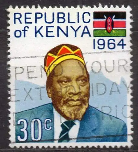 Kenia, Mi-Nr. 16 gest., Staatspräsident Jomo Kenyatta