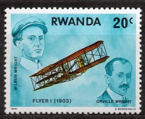 Ruanda, Mi-Nr. 952 **, Geschichte der Luftfahrt: Gebr. Wright