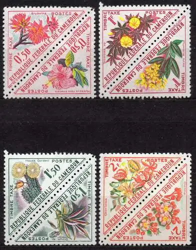 Kamerun, Portomarken Mi-Nr. 35/36, 37/38, 39/40 + 41/42 **, ZD, Blumen