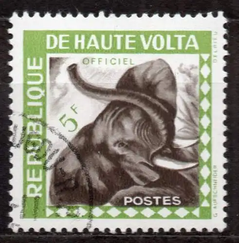 Obervolta, Dienstmarken Mi-Nr. 2 gest., Elefant