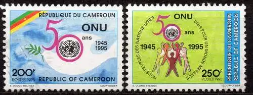 Kamerun, Mi-Nr. 1216 - 1217 gest., kompl., 50 Jahre Vereinte Nationen