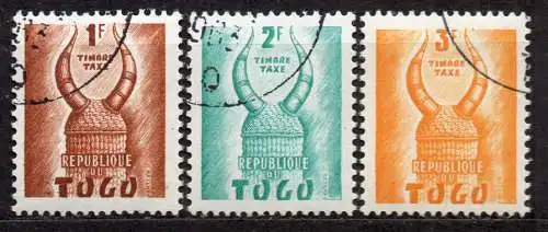 Togo, Portomarken Mi-Nr. 55, 56 + 57 gest., Helm