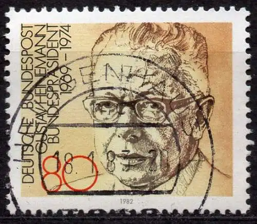 BRD, Mi-Nr. 1158 gest., Bundespräsident Gustav Heinemann (aus Block 18)