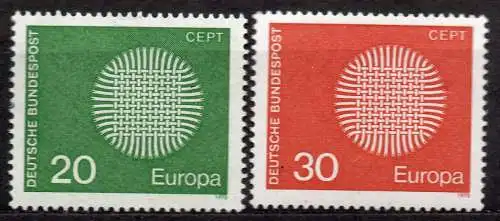 BRD, Mi-Nr. 620 - 621 **, kompl., Europa CEPT 1970