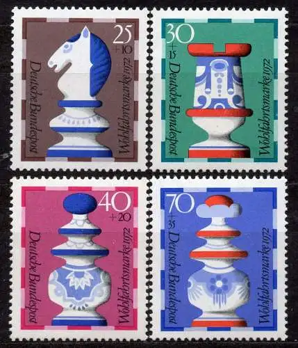 BRD, Mi-Nr. 742 - 745 **, kompl., Wohlfahrt 1972 - Schachfiguren