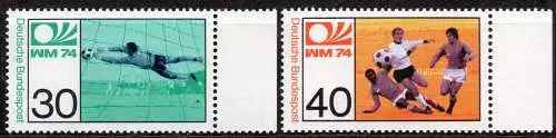 BRD, Mi-Nr. 811 - 812 **, kompl., Fußballweltmeisterschaft 1974 Deutschland