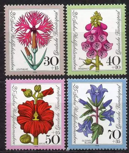 BRD, Mi-Nr. 818 - 821 **, kompl., Wohlfahrt 1974 - Blumen