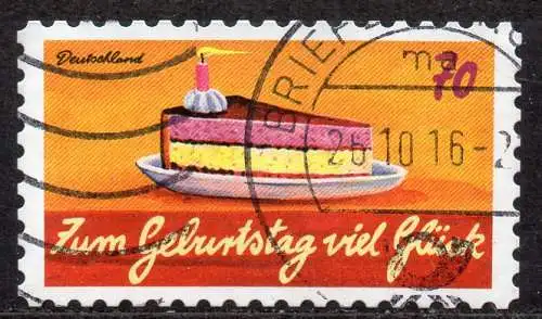 BRD, Mi-Nr. 3243 gest., gestanzt, Grußmarke \"Zum Geburtstag viel Glück\"
