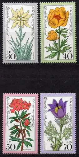 BRD, Mi-Nr. 867 - 870 **, kompl., Wohlfahrt 1975: Alpenblumen