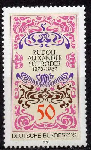 BRD, Mi-Nr. 956 **, 100. Geburtstag von Rudolf A. Schröder