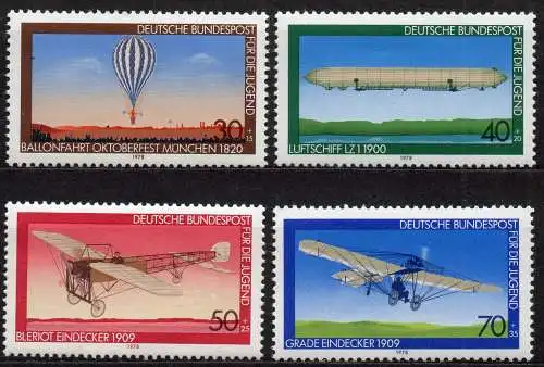 BRD, Mi-Nr. 964 - 967 **, kompl., Jugend 1978 - Luftfahrt