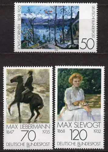 BRD, Mi-Nr. 986 - 988 **, kompl., Deutscher Impressionismus