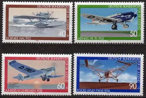 BRD, Mi-Nr. 1005 - 1008 **, kompl., Jugend 1979 - Luftfahrt