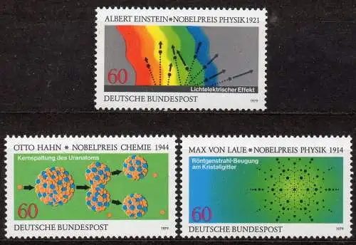 BRD, Mi-Nr. 1019 - 1021 **, kompl., Nobelpreisträger der Physik und Chemie